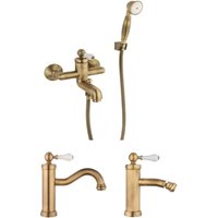 Komplettes Wasserhahnpaket in Bronzefarbe Piralla Como KITCOMOOF3 von PIRALLA