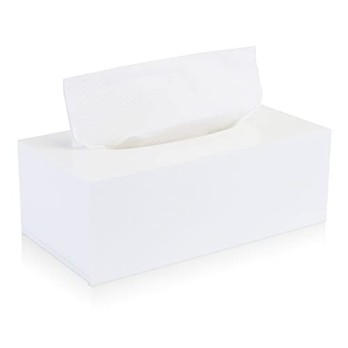 5 mm dickere Acryl-Tücherbox-Abdeckung, PITBVO rechteckige Taschentuchbox-Halter, Trocknertuch-Spender für Badezimmer, Küche, Schlafzimmer, Büro, Kommode, Arbeitsplatte, Schreibtisch – Weiß von PITBVO