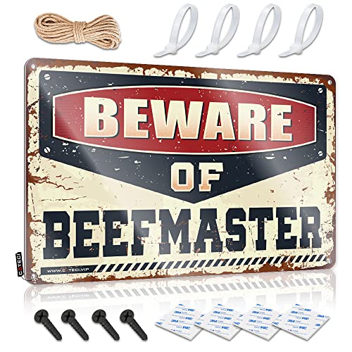 Blechschild mit Aufschrift "Beware Of Beefmaster", lustige Barschilder für Zuhause, Bar, Metall, Vintage-Schilder (Größe: 30 x 40 cm) von PITFS