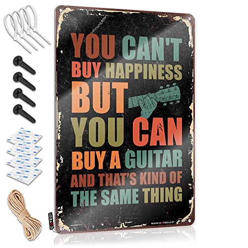 Vintage-Schilder, Metallschild mit Aufschrift "You Can't Buy Happiness But You Can Buy A Guitar Sign For Bedroom Door Funny Metal Poster (Größe: 20 x 30 cm) von PITFS