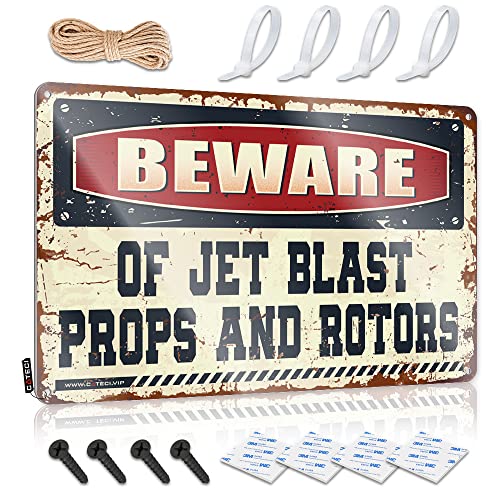 Warnschild "Beware Of Jet Blast Props And Rotors" Blechschild Blechschilder Warnung Retro Metallschilder (Größe: 20 x 30 cm) von PITFS