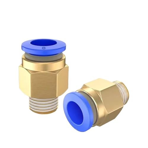 50 Stück pneumatische Armaturen PC4-M5 PC6-01 PC6 1/8 Zoll 1/4 Zoll 3/8 Zoll 1/2 Zoll Außengewinde Schnellkupplung Messing Fitting PIUHRKLEVD (PC8mm-1I2) von PIUHRKLEVD