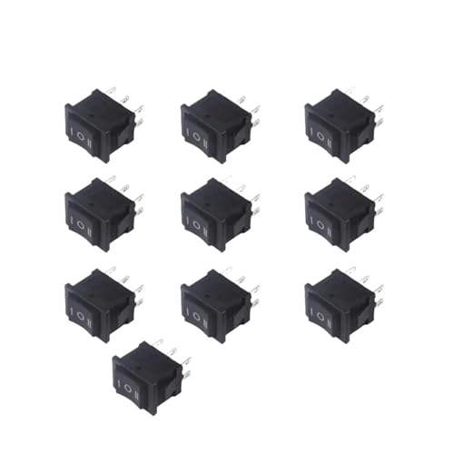 PIUHRKLEVD 10PCS 3D6P-BLACK 15 * 21mm 2 3 4 6Pin SPST On/Off/On Boat Rocker Switch 6A 250V KCD1 KCD1-101 von PIUHRKLEVD