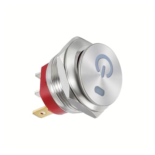 PIUHRKLEVD 1pcs style1 Grey 12-24V Metal Button Boat Switch Round self-Locking 2-Speed 3-pin 22mm15A with lamp self-Repair von PIUHRKLEVD