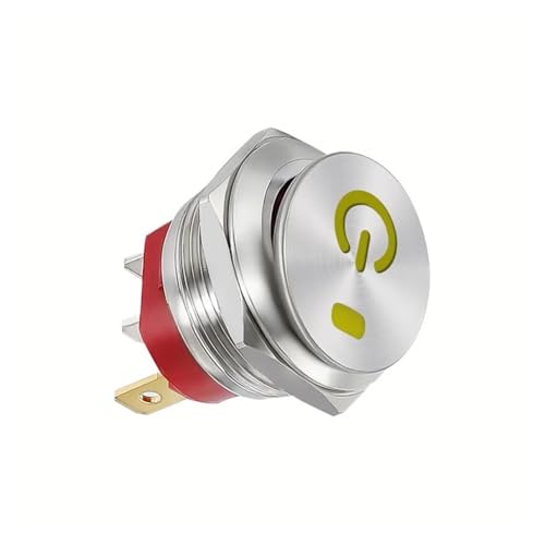 PIUHRKLEVD 1pcs style1 Yellow 220v Metal Button Boat Switch Round self-Locking 2-Speed 3-pin 22mm15A with lamp self-Repair von PIUHRKLEVD
