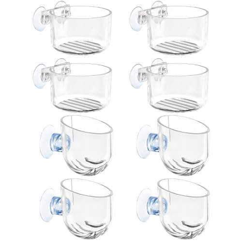8pcs Fischfuttermittel, transparente Acryl -Garnelen -Feeder mit Saugnapfbecher, einfache Installation von Aquariumpflanzenhalter, Aquarium Halten von PIUpiuLIANG