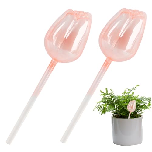 PIUpiuLIANG 2pcs Automatische Pflanzenwasserer Blütenförmige Glaspflanze Globe Polierte transparente Wasserkugel für Innenräume, wenn Sie automatisch Weg sind von PIUpiuLIANG