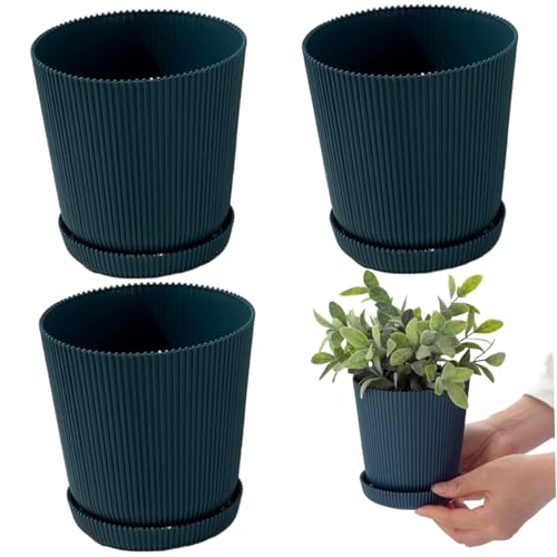 PIUpiuLIANG 3pcs Pflanzentopf mit Tablett 5x6 Zoll rund Abs Planter mit belüftet von PIUpiuLIANG