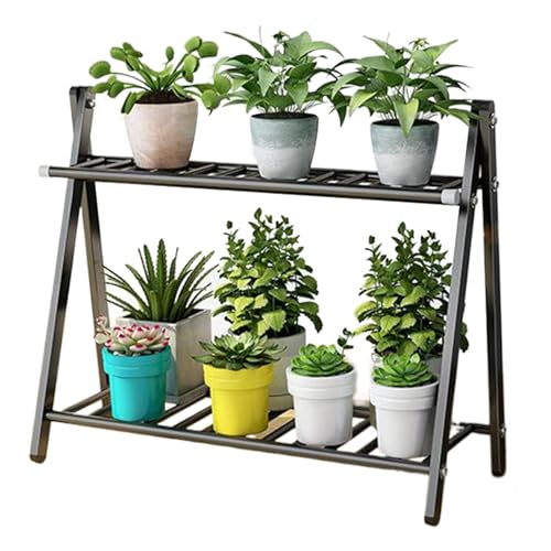 PIUpiuLIANG Pflanzenständer im Freien im Freien, Doppelschicht Edelstahl schwarzer Pflanzenständer, 24x20x7.8 wasserdichtes Regal für Wohnzimmer Balkongarten Innenräume von PIUpiuLIANG