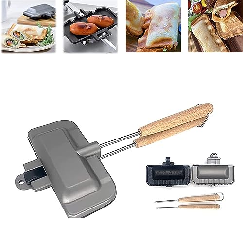 Doppelseitige Sandwich-Backform, 4 W1h Sandwich-Maker, Hot Dog-Toaster, antihaftbeschichtete Sandwich-Backform, zerlegbarer Griff von PIWINE