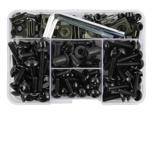 PIWINE 190 Stücke Motorrad Windschutzscheibe Verkleidung Bolt Fastener Kit Für Suzuki GSXR 600 750 1000 K1 K2 K3 K4 K5 K6 K7 K8 K9 K10(Schwarz) von PIWINE
