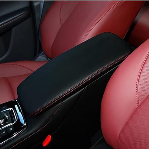 PIWINE Auto Mittelkonsole Armlehne Anti Rutsch Aufbewahrungsbox Lederschutzhülle Für Mazda CX-30 CX30 2020 2021 2022 Mittelkonsolenabdeckung(Red-line) von PIWINE