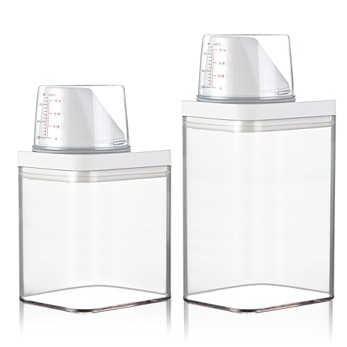 2 Stück Luftdichter Waschmittelspender mit Messbecher, Waschmittel Waschpulver Aufbewahrungsbox, Wiederverwendbar Waschpulver Spender Waschmittelbox, Waschpulver Behälter Luftdicht, 1100ml+700ml 2 Stück Luftdichter Waschmittelspender mit Messbecher, Waschmittel Waschpulver Aufbewahrungsbox, Wiederverwendbar Waschpulver Spender Waschmittelbox, Waschpulver Behälter Luftdicht, 1100ml+700ml von PIWOSGOL