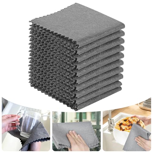 PIWOSGOL 10 Stück Verdicktes Magisches Reinigungstuch, Wiederverwendbaren Mikrofasertücher, Super Absorbieren Magisches Reinigungstuch, Fusselfrei Putzlappen für Küchen,Glas,Autos,Badezimmer-30x30cm von PIWOSGOL