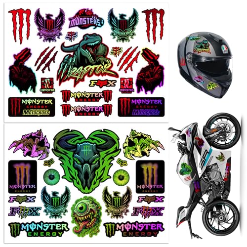PIWOSGOL 2-Teilig Motorrad Aufkleber Monster Energy Aufkleber Reflektierend Monster Kralle Sticker Aufkleber Aufkleber Motorrad für Motorräder, Autos, Helme, Computer-Notebooks und andere Gegenstände von PIWOSGOL