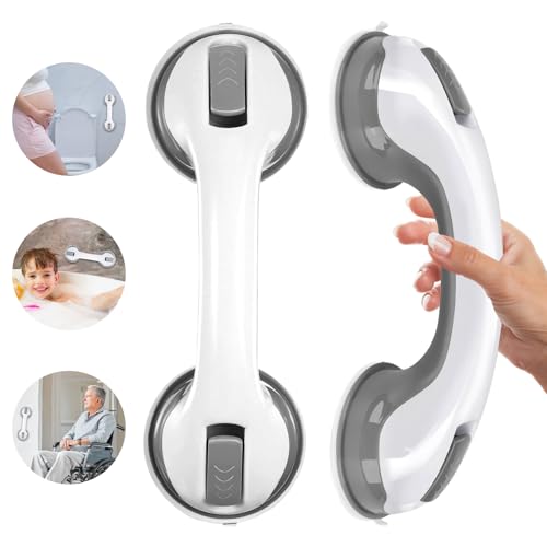 PIWOSGOL 2 Stück Haltegriffe für Senioren, Haltegriff Dusche Ohne Bohren, Mobiler Haltegriff, Duschgriff mit Saugnapf für Dusche Badewanne WC Bad, Haltegriff Dusche Kinder Senioren(29.5x9.6x8.5cm) von PIWOSGOL