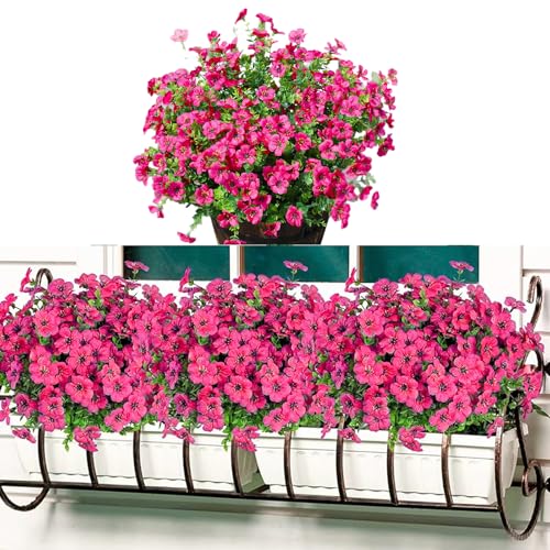 PIWOSGOL 6 Bündel Künstliche Blumen Balkon Kunstblumen Wetterfest Kunstpflanzen Außen, Petunie Seidenblumen Blumenstrauß UV-beständig Gefälschte Blumen für Balkonkasten Pflanzgefäß Innen Outdoor von PIWOSGOL