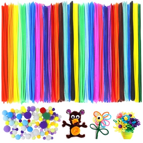 PIWOSGOL 430 Stück Pfeifenreiniger Zum Basteln, Bunte Biegsame Gedrehte Stabpfeifenreiniger,Chenille Faden Biegsamer Plüsch Pfeifenreiniger Zum Basteln 30cm x 6mm,Pipe Cleaners für DIY Bastelprojekte von PIWOSGOL
