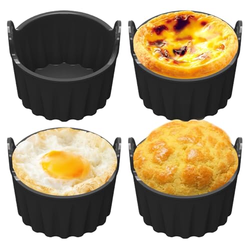 PIWOSGOL Silikonform Heißluftfritteusem, 4 Packungen ei Former Kuchenform für Heißluftfritteuse, Klein Airfryer Silikonform Eierformm Airfryer Zubehör von PIWOSGOL