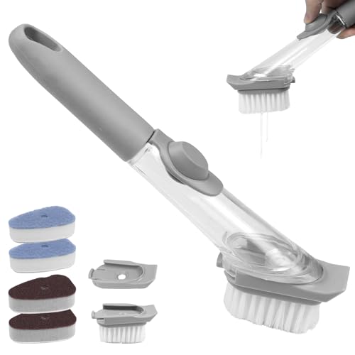PIWOSGOL Spülbürste mit Spülmittelspender Befüllbare Spülbürste mit 6 Ersatz Bürstenköpfe Spüle Reinigung Multifunktionale Geschirrbürste für Topf, Pfanne, Spüle Reinigung PIWOSGOL Spülbürste mit Spülmittelspender Befüllbare Spülbürste mit 6 Ersatz Bürstenköpfe Spüle Reinigung Multifunktionale Geschirrbürste für Topf, Pfanne, Spüle Reinigung von PIWOSGOL