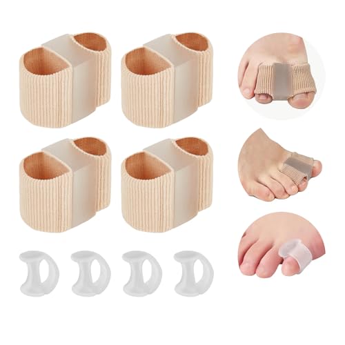 PIWOSGOL 4 Stück Schlauchbandagen Silikon Zehenstrecker, Gel Zehenspreizer für Hallux Valgus Korrektur Überlappende Zehen mit 4 Zehenspreizer Silikon von PIWOSGOL