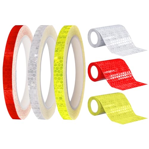 PIWOSGOL 6 Rollen Reflektorband Selbstklebend, Reflektierendes Klebeband Starke Reflektion, Zuschneidbar Reflektor Aufkleber, Wasserdicht Reflektorband für Straße, Fahrräder, Autos, Helme, Motorrad von PIWOSGOL