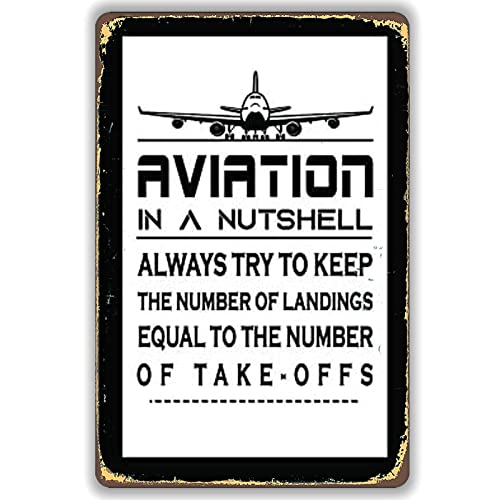 PIXELDERMA Blechschild mit Flugzeugpiloten, Dekor, Metallschild "Always Try To Keep The Number Landings Equal To The Number of Take Offs", 20,3 x 30,5 cm von PIXELDERMA