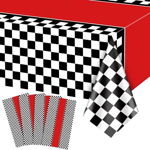 PIXHOTUL 4 Stück Rennwagen Tischdecken, Rennwagen Geburtstag Party Dekorationen schwarz kariert Kunststoff Tischdecke Tischläufer für Kind Junge Geburtstag, Rennwagen Thema Party, 130 x 220cm PIXHOTUL 4 Stück Rennwagen Tischdecken, Rennwagen Geburtstag Party Dekorationen schwarz kariert Kunststoff Tischdecke Tischläufer für Kind Junge Geburtstag, Rennwagen Thema Party, 130 x 220cm von PIXHOTUL