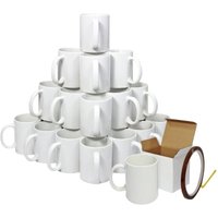 Monster Shop - Sublimationsbecher, 36 Stück, weiße Keramik mit Polymerbeschichtung Großer 325 ml Becher der Güteklasse aaa mit Henkel in von MONSTER SHOP