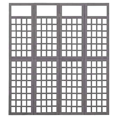 PIXZSSI 4-TLG. Raumteiler Indoor Massivholz Tanne Grau 161x180 cm Vielseitig Spalier Bietet Ausreichend Platz für Pflanzen Wohnzimmer Klappdesign Trennwand Dekorative Funktion Schlafzimmer von PIXZSSI