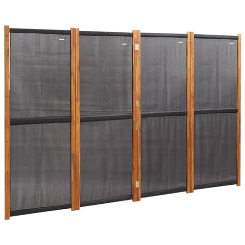 PIXZSSI 4-TLG. Raumteiler Indoor Schwarz 280x180 cm Witterungsbeständig Textilene Multifunktional Trennwand Wohnzimmer Klappdesign Paravent Platz zu Sparen Dekorative Funktion Schlafzimmer von PIXZSSI