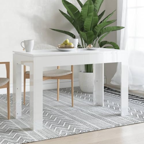 PIXZSSI Esszimmertische Wohnzimmer 120x60x76 cm Hochglanz-Weiß Holzwerkstoff Minimalistischem Esstisch Feuchtigkeitsbeständigkeit Dinner Table Robuste Tischplatte für Snacks Vasen von PIXZSSI