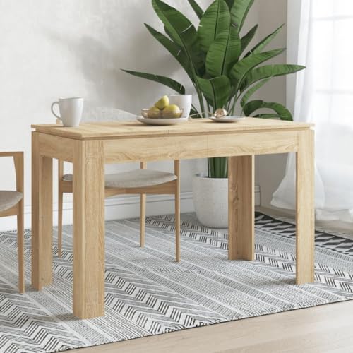PIXZSSI Esszimmertische Wohnzimmer 120x60x76 cm Sonoma-Eiche Holzwerkstoff Minimalistischem Esstisch Feuchtigkeitsbeständigkeit Dinner Table Robuste Tischplatte für Snacks Vasen von PIXZSSI