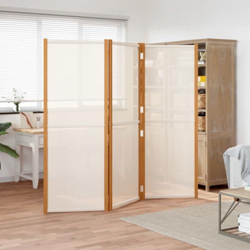 PIXZSSI Paravent Schlafzimmer Cremeweiß 210x180 cm Witterungsbeständig Textilene Multifunktional Trennwand Wohnzimmer Klappdesign Raumteiler Platz zu Sparen Dekorative Funktion Arbeitszimmer von PIXZSSI
