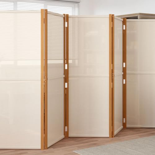 PIXZSSI Paravent Schlafzimmer Cremeweiß 420x180 cm Witterungsbeständig Textilene Multifunktional Trennwand Wohnzimmer Klappdesign Raumteiler Platz zu Sparen Dekorative Funktion Arbeitszimmer von PIXZSSI