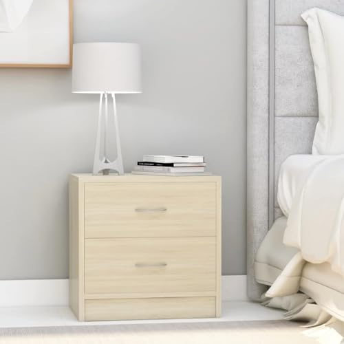 PIXZSSI Schlafzimmer 2er Set Nachttisch mit 2 Schubladen 40x30x40 cm Beistelltisch Feuchtigkeitsbeständigkeit Vielseitig Nachtschrank Beige Kommode Nachttischschränke Holzwerkstoff von PIXZSSI
