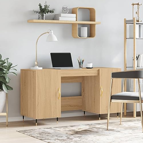 PIXZSSI Schreibtisch mit Tür Sonoma-Eiche Holzwerkstoff und Eisen und Aluminiumlegierung 140x50x75 cm Schreibtisch Gross Writing Table Computer Schrank Bürotisch Buromöbel Schreibtisch mit Stauraum PIXZSSI Schreibtisch mit Tür Sonoma-Eiche Holzwerkstoff und Eisen und Aluminiumlegierung 140x50x75 cm Schreibtisch Gross Writing Table Computer Schrank Bürotisch Buromöbel Schreibtisch mit Stauraum von PIXZSSI