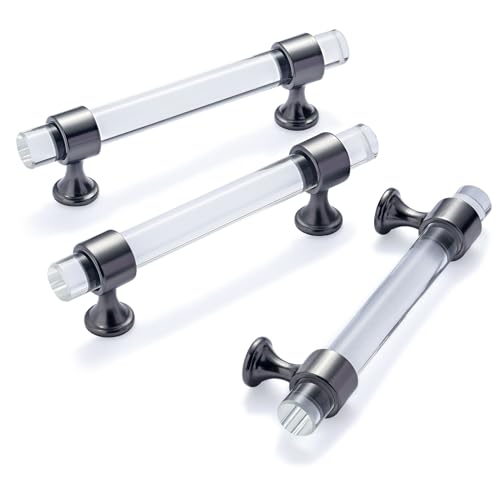 Küchengriffe 2 Stück Stangengriffe Aus Klarem Glas Türgriffe Für Kleiderschränke Aus Zinklegierung Geeignet Für Badezimmerschränke Frisiertischschubladen Dekorative Möbelgriffe(Gun Black 160mm) von PIYYQNY