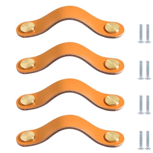 PIYYQNY 4 Stück, Schubladengriff aus Leder, Hellorange, Kommodenknopf, 96 mm, Schranktürgriff, geeignet für, Kinderzimmer, Möbel, Küche PIYYQNY 4 Stück, Schubladengriff aus Leder, Hellorange, Kommodenknopf, 96 mm, Schranktürgriff, geeignet für, Kinderzimmer, Möbel, Küche von PIYYQNY
