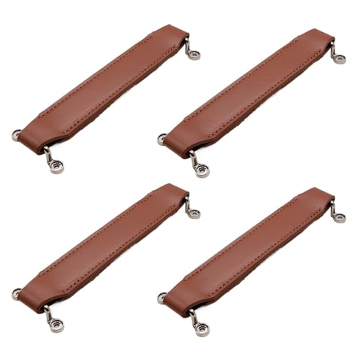 PIYYQNY 4 Stück, braun, Leder-Stuhlgriff, 176 mm, Lautsprechergriff, geeignet für Sofas, Holzkisten, Hocker, Geschenkboxen von PIYYQNY