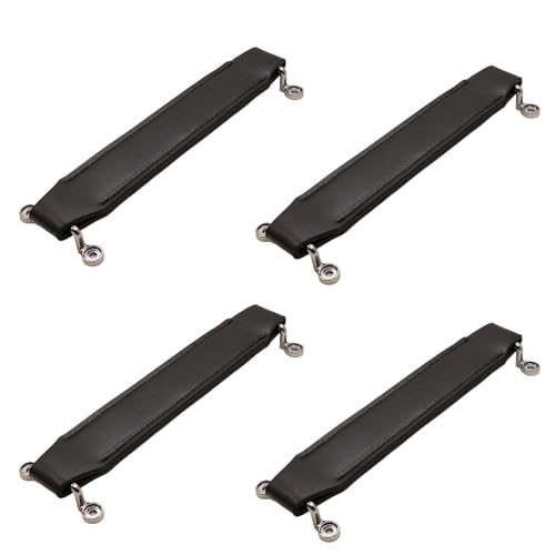 PIYYQNY 4 Stück, schwarz, Leder-Stuhlgriff, 176 mm, Lautsprechergriff, geeignet für Sofas, Holzkisten, Hocker, Geschenkboxen von PIYYQNY