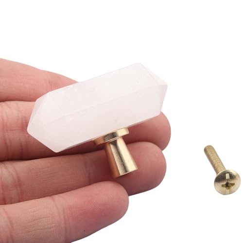 PIYYQNY Kommode Möbelknöpfe 2 Stück Natürlicher Mineralgriff Schrankgriff Aus Messing Geeignet Für Kommodenschubladen Küchenschränke Kleiderschränke Heimdekoration(Weiß Einzelloch 50mm) von PIYYQNY