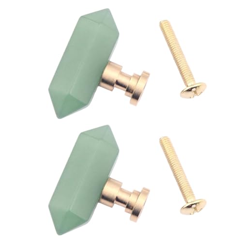 PIYYQNY Küchengriffe 2 Stück Messingknopf Aus Natürlichem Amethyst Schubladenknopf Für Frisiertische Türgriff Für Kleiderschrank Schrankdekoration Möbelbeschläge(Grün Einzelloch 42mm) von PIYYQNY