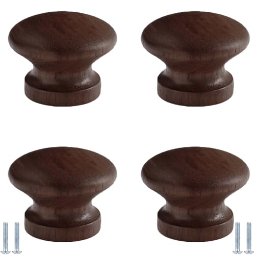 PIYYQNY Küchengriffe 4 Stück Hochwertige Schrankknöpfe Aus Holz Schubladengriffe Aus Holz Geeignet Für Möbelschubladenschränke Frisiertische Im Schlafzimmer Kleiderschränke(Walnuss 39mm) von PIYYQNY