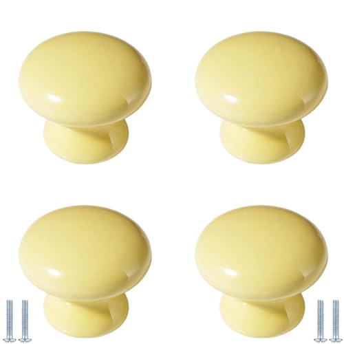 PIYYQNY Küchengriffe 4 Stück Keramikknopf Für Kinderzimmer Kleiner Cartoon-Griff Für Küchenschubladen Geeignet Für Badezimmerschränke Runder Schrankgriff(Gelb 35mm) von PIYYQNY