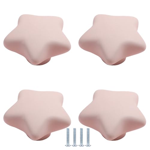 PIYYQNY Küchenknöpfe 4 Stück Keramikknopf Für Kinderzimmer Süßer Cartoon-Schubladengriff Geeignet Für Küche Badezimmer Kleiderschrank Schrank(Rosa Stern 47mm) von PIYYQNY