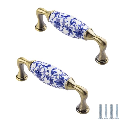PIYYQNY Möbel Griffe Für Küchenschränke 2 Stück Keramikgriffe Vintage-Schubladengriffe Schrankgriffe Geeignet Für Schlafzimmer Badezimmerschrank Küchenschranktür(Blaues Und Weißes Porzellan 96mm) PIYYQNY Möbel Griffe Für Küchenschränke 2 Stück Keramikgriffe Vintage-Schubladengriffe Schrankgriffe Geeignet Für Schlafzimmer Badezimmerschrank Küchenschranktür(Blaues Und Weißes Porzellan 96mm) von PIYYQNY
