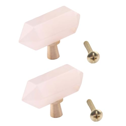 PIYYQNY Möbel Griffe Für Küchenschränke 2 Stück Natürlicher Mineralgriff Schrankgriff Aus Messing Geeignet Für Kommodenschubladen Küchenschränke Kleiderschränke Heimdekoration(Rosa Einzelloch 50mm) von PIYYQNY