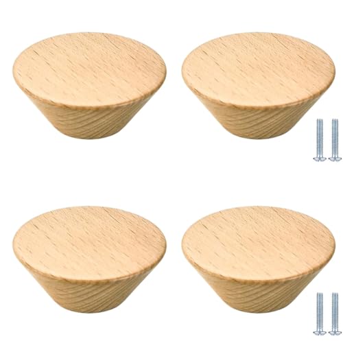 PIYYQNY Möbel Griffe Für Küchenschränke 4 Stück Schubladenknöpfe Aus Holz Türgriffe Aus Massivholz Schrankgriffe Aus Holz Geeignet Für Küchenwandschränke Kleiderschränke Frisiertische(Buche 50mm) von PIYYQNY