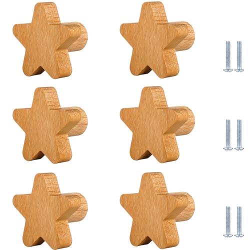 PIYYQNY Möbel Griffe Für Küchenschränke 6 Stück Schranktürgriffe Aus Holz Für Kinderzimmer Schubladenknöpfe Mit Cartoon-Tiermotiv Holzknöpfe Für Schranktüren Kommodenschubladen(Buche Stern) PIYYQNY Möbel Griffe Für Küchenschränke 6 Stück Schranktürgriffe Aus Holz Für Kinderzimmer Schubladenknöpfe Mit Cartoon-Tiermotiv Holzknöpfe Für Schranktüren Kommodenschubladen(Buche Stern) von PIYYQNY